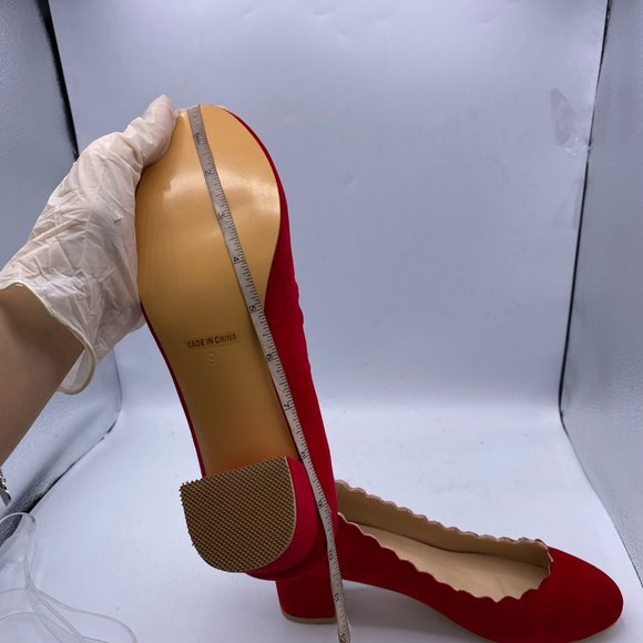 FSJ Chunky Cute Dress Shoes Scalloping Round Toe - Picture 8 of 10